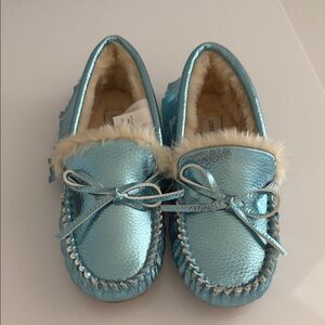 Crewcuts Metallic Blue Kids Moccasins